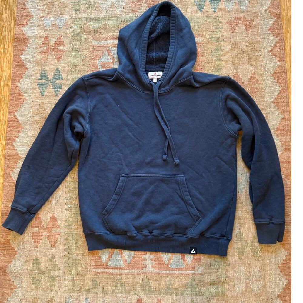 American Giant Mens Large Classic Pullover Navy Blue Hoodie